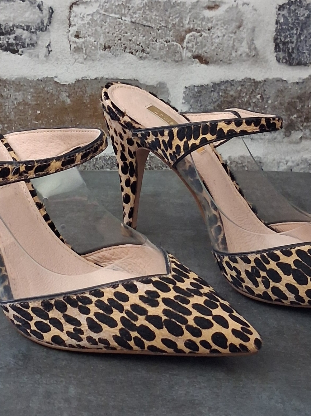Louise et Cie Faux Leopard Fur Mules